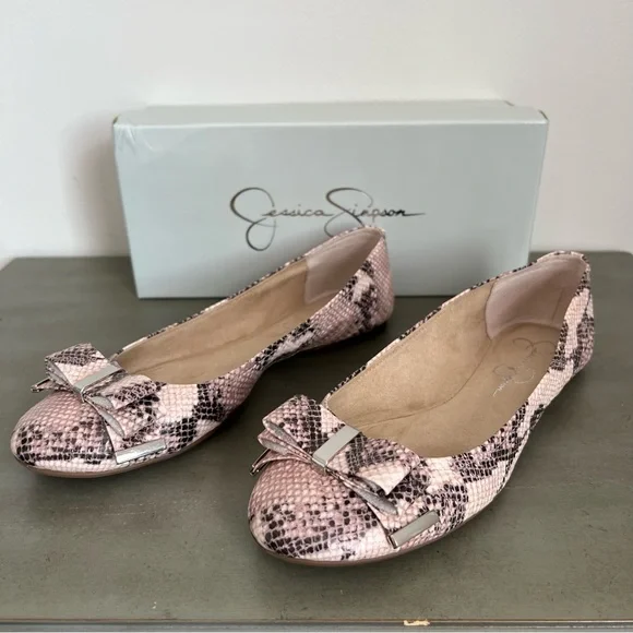 Jessica Simpson Marieta Ballet Flat Snake Print Bow Flat Women’s Size 10 M - Picture 11 of 17